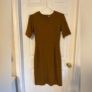 Babaton Olive Brown Short Sleeve Sheath Dress